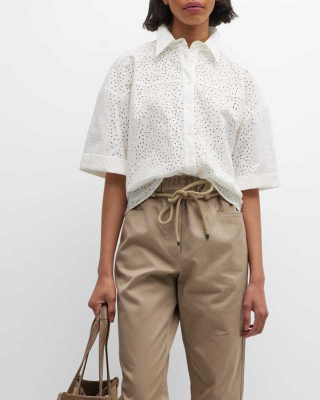 Sangallo Lace Button-Front Blous